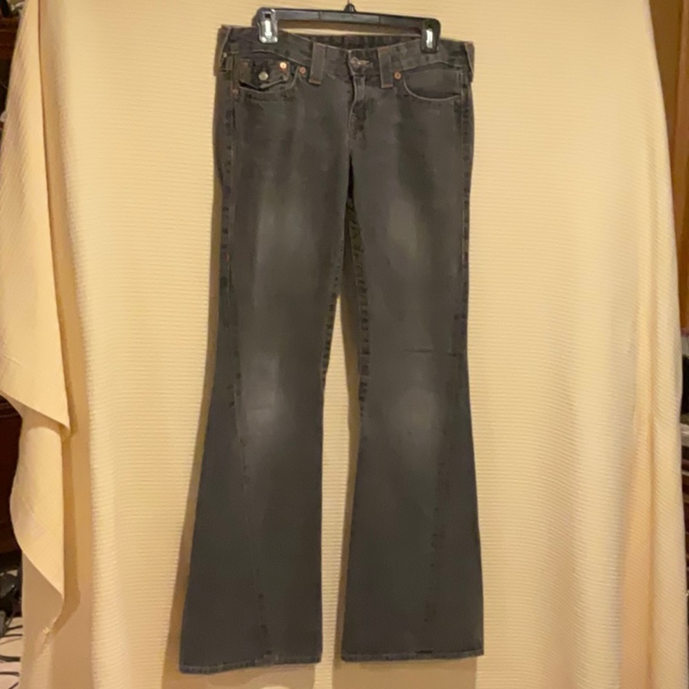 True Religion Jeans Grey orange stitching women’s Size 28 - Picture 7 of 11